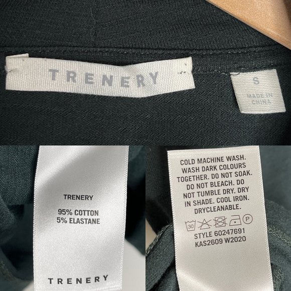 SOLD Trenery Dark Forest Green Mock Neck 1/2 Sleeve T-Shirt Top Size S Cotton - Picture 9 of 10